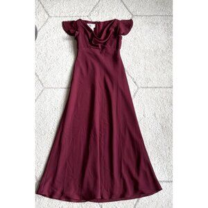 Y2K Vintage Michelangelo Burgundy Flutter-Sleeve Cowl-Neck Evening Gown Sz 2